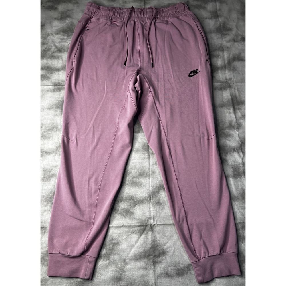 Nike Pants Men Size Large Pink Tech Fleece Jogger Drawstring Elastic Waist Zip